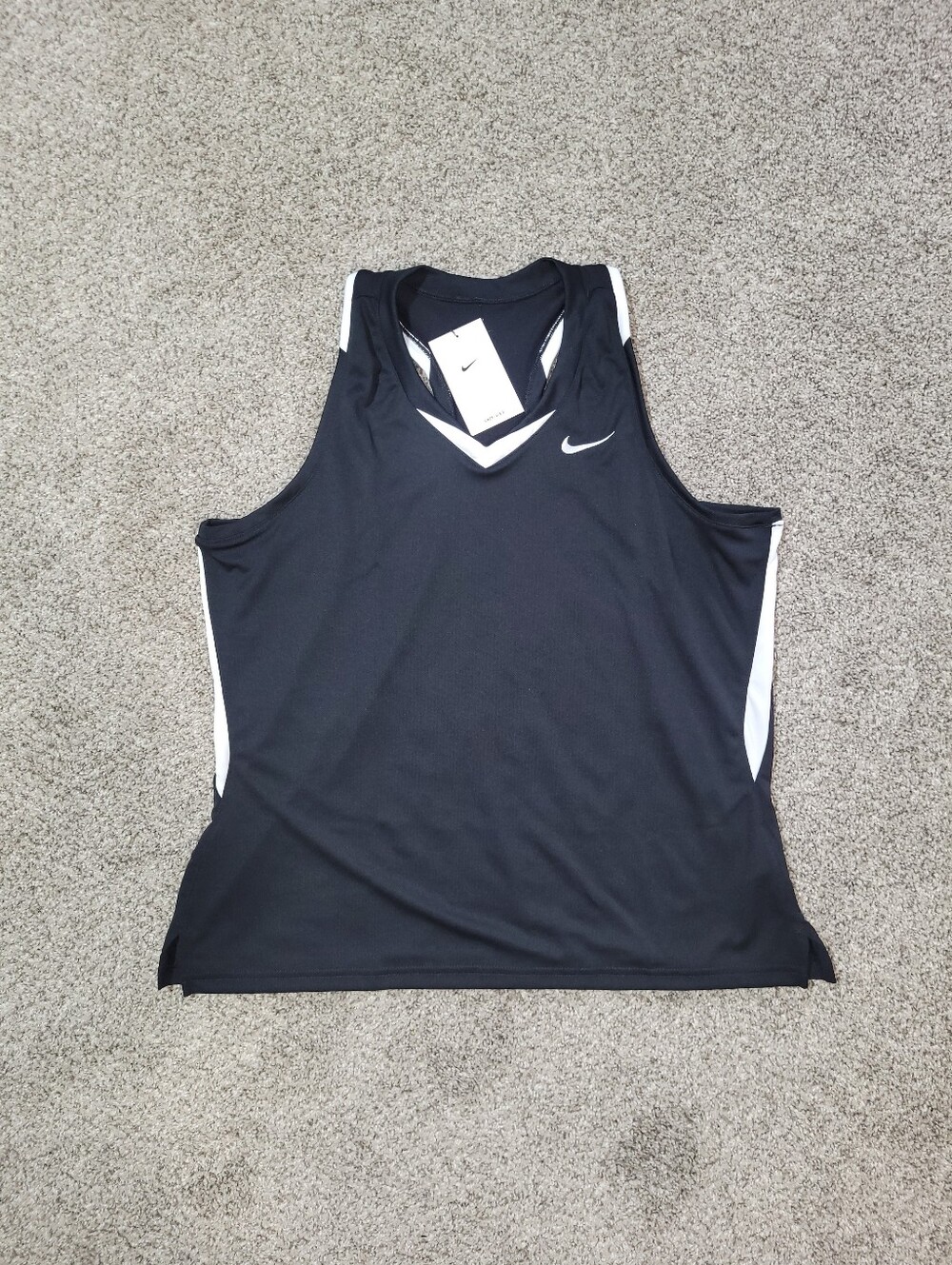 Nike Womens XL Stock Elite Racerback Lacrosse Jersey Tank Top Black Wht DO8825